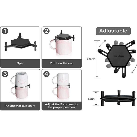 Black Coffee Cup Storage Rack - 6 Pc.- NIP - Picture 5 of 7